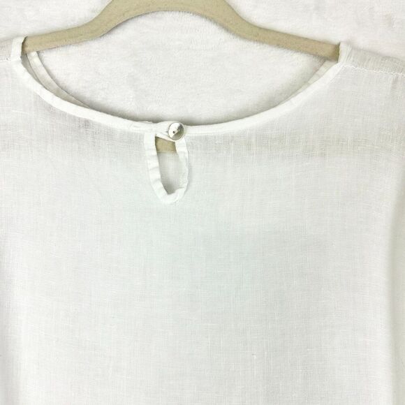 Lands Downunder Linen Top Size XL White Coastal Lagenlook Boxy Vacation Beach - Picture 3 of 5